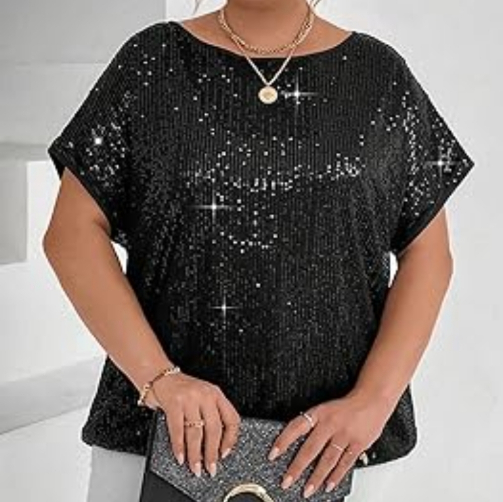 Cable & gauge black sequins top size xl - Picture 1 of 6